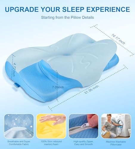 Neck Cervical Pillow, Side Sleeper Pillow for Neck Pain, Support Ergonomic Contour Memory Foam Pillows for/Side/Back/Stomach Sleepers Pain Relief Neck (23.5x14.5x5.5in) - Thumbnail 2