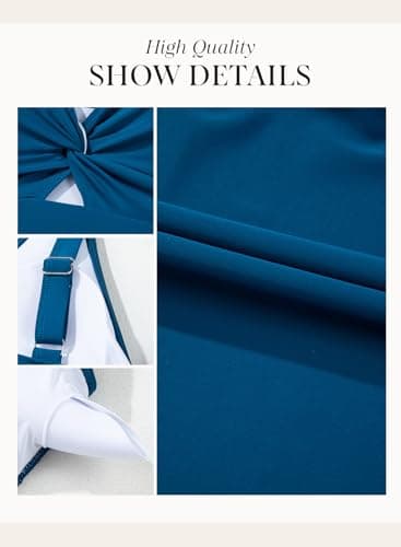 Dokotoo Modest Swimsuits for Women's Bathing Suit Adjustable 2026 Swim Top Knot Twisted Front Bathing Suits Push Up Swimsuit Skirts with Bottoms Trending,Prussian Blue X-Large - Thumbnail 5