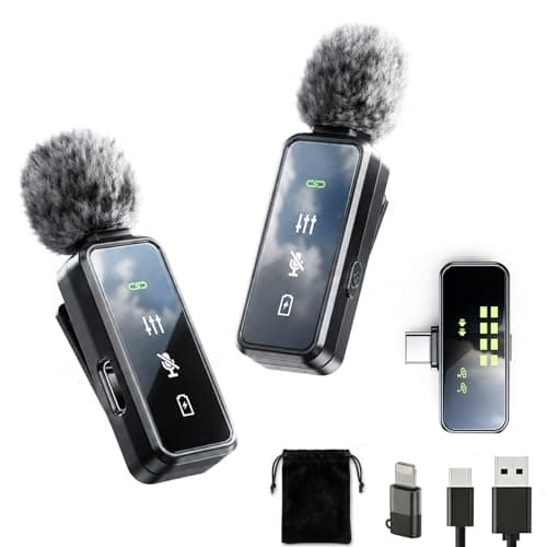 Wireless Lavalier Microphone, 12H Lapel Microphone with Digital Display & Smart Noise Cancellation, Mini Clip On Mic for iPhone Android Type-C, Recording Mic for YouTube TikTok Vlog Podcast Interview - Image 1