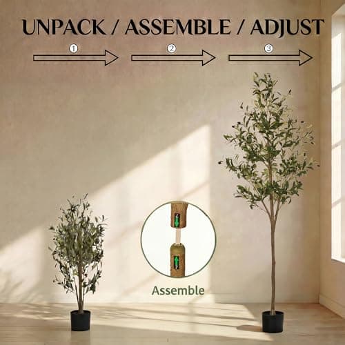 PUFFORO Artificial Olive Tree, 6FT Faux Olive Trees with Lifelike Olive Branches and Fruits, Fake Floor Plants with Pot for Indoor Home Office Living Room Outdoor Decor - Thumbnail 5