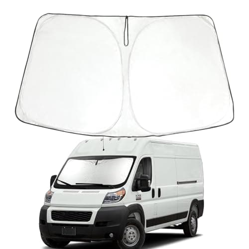 ROCCS Windshield Sunshade UV Ray Reflector for 2014-2026 Dodge RAM ProMaster Full Size Cargo Van Chassis Cab Cutaway Front Window Sun Shade Shield Cover Foldable Reflective Sun Visor