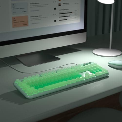 Atelus Wired Backlit Keyboard, Full Size USB Keyboard with Colorful Retro Keycaps, Numeric Keypad and Media Hotkey for Computer Desktop PC Laptop and Windows 7 8 10 11 - Thumbnail 5