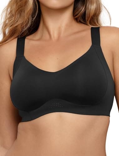 COMFELIE Wire-Free Minimizer Bra with Adjustable Straps Supportive Wireless Bra to Lift and Separate Bust Black 3XL - Image 1