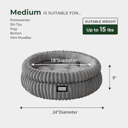 BALANCE Cat Bed Kitten Bed, Washable Round Cat Beds for Indoor Cats,Super Soft Plush Faux Fur Pet Bed for Puppy and Kitten with Anti-Slip Bottom - Thumbnail 5