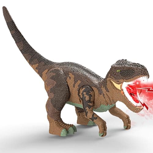 JOYBLI Large Dinosaur Toys for Kids 3-9, Big Dinosaur Tyrannosaurus rex Figure Toy Belly Storage, Gliding Wheels, Lights Sounds & Mist Spray – T-Rex That eats Toy for Boys Gift.. (Dark Blue) (Brown) - Thumbnail 5