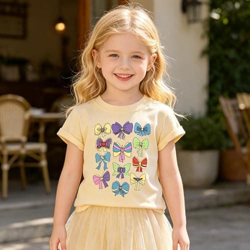 AMWIPE Magical Shirt for Girls Cute Ribbons Bows Shirts Toddler Girls Festival T-Shirts Birthday Tee Tops Holiday Outfits - Thumbnail 3