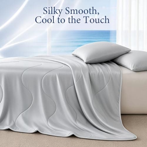 Vine Voice Cooling Comforter for Hot Sleepers, Queen 90x90, Silver Gray - Thumbnail 4