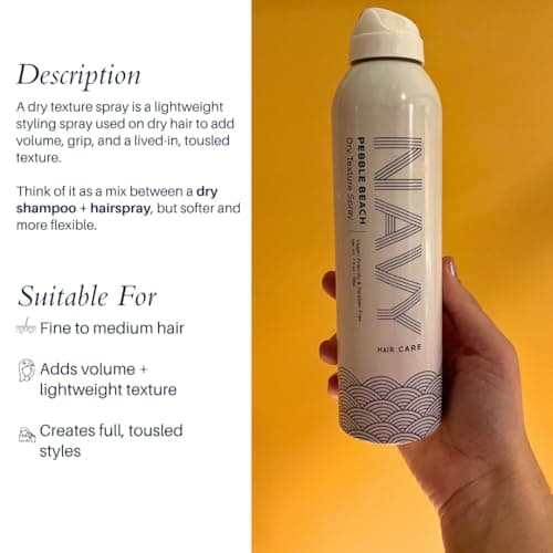 NAVY HAIR CARE Dry Texture Hair Spray | Adds Instant Volume & Fullness | A Lightweight Flexible Hold Styling Spray for Fine Hair | Non-Sticky Formula with Sunflower Oil | 7 oz - Thumbnail 5