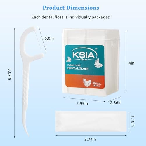 KSIA Klear Mint Dental Floss Picks, 50 Count Tooth Picks Flossers, Dental Floss Cleaner, Dental Flossers for Family, Keep Teeth Clean, Remove Food and Plaque, with 1 Portable Case - Thumbnail 4