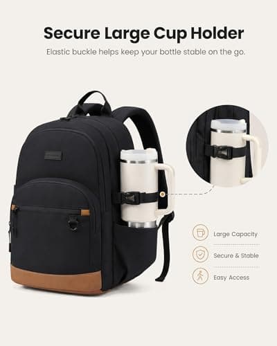 LOVEVOOK Laptop Backpack for Women Men, Waterproof School Backpack for High School College, Large Capacity Travel Bookbag with Luggage Sleeve, Chest Strap & Water Bottle Pocket, 15.6 inch - Thumbnail 4