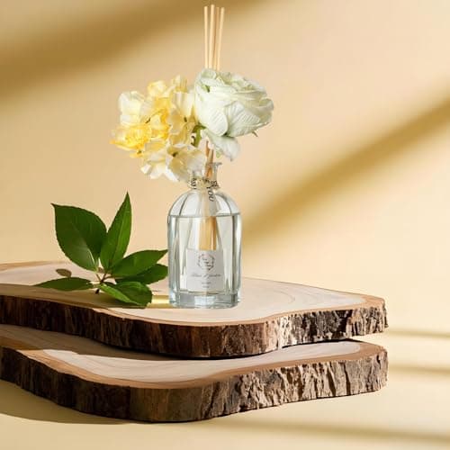 Reed Diffuser Set, Pretty Valley Home Dried Flowers Diffuser 120Ml / 4.05 fl OZ Gift Box - Includes Sticks, Long Lasting Fragrance Oil and Glass Bottle for Office Living Room Decor (Fleur d Jardin) - Thumbnail 4