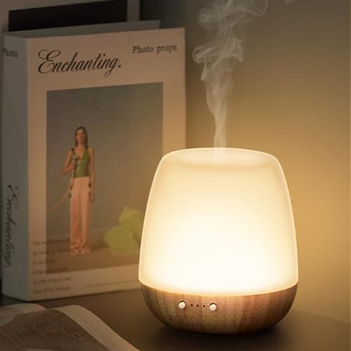Onaboviva Essential Oil Diffuser -2.4MHz Ultrasonic Glass Diffuser for Home&Commercial,180ml, Pulse&Continuous Mist, 1/3/8H Timer, Waterless Auto-Off, Silent (≤25dB), Aromatherapy Diffuser with Light