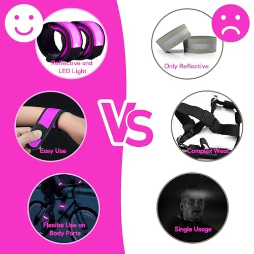 esonstyle 6 PCS LED Bracelets, LED Light Up Bracelets, Pink LED Wristbands, Led Slap Bracelets for Walking, Running, Jogging, Concerts, Sports, Camping, Sporting Events, Party, Rave Accessories - Thumbnail 5
