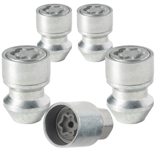 Farad StarLock H1/E Galvanized Silver Lug Nut Wheel-Locks Kit Suitable for Kia Sportage (M12 X 1.5 Thread Size) - Set of 4 Lug Nuts + 1 Key