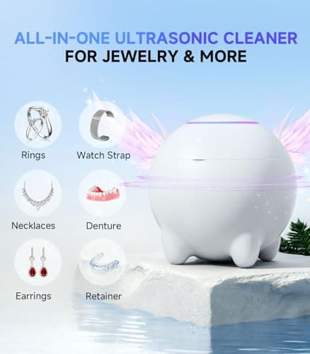 Ultrasonic Jewelry Cleaner Machine, 45KHz Retainer Cleaner Ultrasonic Professional for Dentures, Ring, Earrings Sterling Silver Deep Cleaning with 4 Modes, Timer, Low Noise, 304 Stainless Steel Tank - Thumbnail 3
