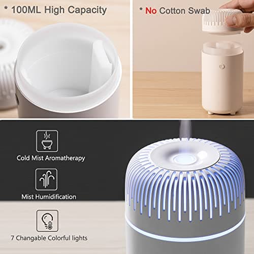 Car Diffuser Humidifier USB Aromatherapy Essential Oil Air Freshener USB Cool Mist Mini Portable Diffuser for Car Home Office Bedroom (Black) - Thumbnail 6