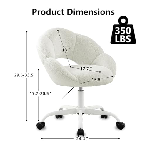 SDXYSTCE Vanity Chair Petal-Shaped Criss Cross Chair with Wheels,Upholstered Tall Office Chair with Back for Girls Women,Mid-Back Swivel Accent Chairs for Living Room Bedroom (White) - Thumbnail 2