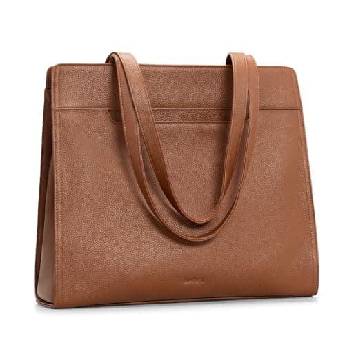 befen Genuine Leather Tote Bag for Women Work,Brown Leather Tote Bag,Large Women's Zippered Shoulder Bags Purses Satchel Handbags with Top Handles Work Purse for Daily Travel - Image 1