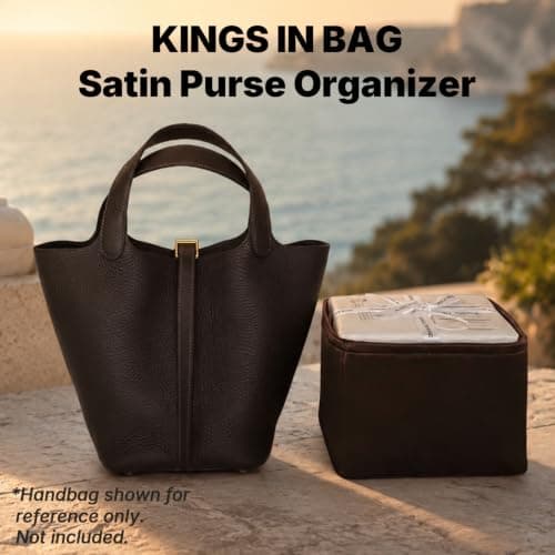 Purse Organizer Insert for Luxury Bag, Lightweight & Soft Satin Fabric with Pockets, Ideal for Travel, Shopping, and Daily Use, Multicolor Options, Fits Picotin 22(Chocolat, PC22) - Thumbnail 2