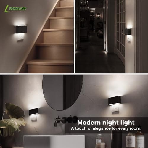 L LOHAS LED Night Light, Dimmable Modern LED Night Lights Plug into Wall,Dusk to Dawn Sensor Night Lights for Kid, 0-100LM 5000K Nightlight for Hallway Bedroom Stairway - Thumbnail 5