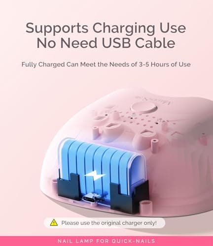 MelodySusie Mini Cordless UV Nail Lamp, P-ART06G Rechargeable Portable LED UV Light with Smart Sensor, 4-Finger Curing for All Soft Gels, Especially Half-Cured Gel, Base Coat & Top Coat, Pink - Thumbnail 3