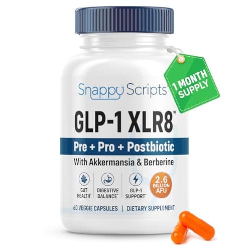 GLP-1 XLR8 Supplement for Weight Loss, Digestion, Constipation, Bloating Relief with Akkermansia 2.6 Billion AFU Live Prebiotic Probiotic Postbiotic Gut Health + Berberine for Women Men 60 Capsules - Image 1