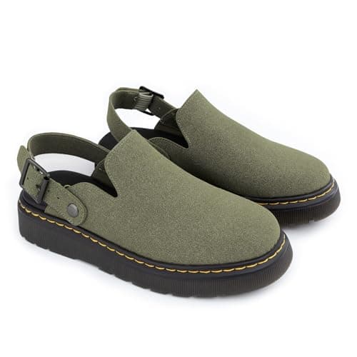 Athlefit Women's Clogs Shoes with Back Strap Comfortable Latex Footbed Slip-On Slingback Mules for Work Walking Daily Wear, Olive Green, Size 8.5, AD01254 - Thumbnail 6