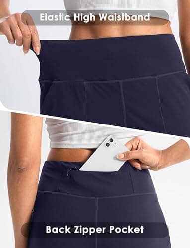 Cyasundent Women's Athletic Shorts with Zipper Pocket 6" High Waisted Bermuda Shorts for Women Workout Walking Running(Navy_XXL) - Thumbnail 5