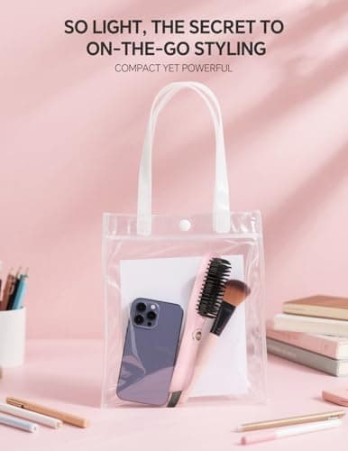 LANDOT Mini Hair Straightening Brush - Compact Heated Ionic Straightener Brush for Frizz-Free, Smooth Results, Lightweight Hot Comb & Travel Flat Iron Perfect for Short Medium Hair, Blush - Thumbnail 6