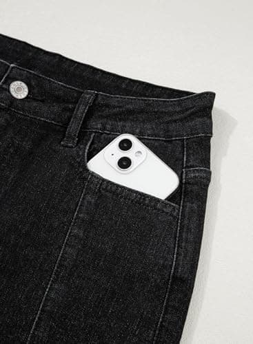 Dokotoo Women's Wide Leg Jeans High Waisted Stretchy Raw Hem Denim Pants Flare Jeans Denim Pants Stretchy Baggy Jeans Black Pants for Women Size 12 - Thumbnail 4
