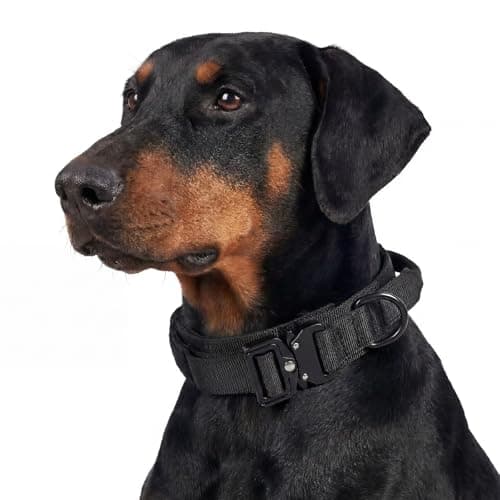 Relux Tactical Dog Collar - Adjustable Pet Collar with Heavy-Duty Metal Buckle, Designed for Large Breeds, Durable and Comfortable Dog Collar, Suitable for Large Dogs (Black, XL)