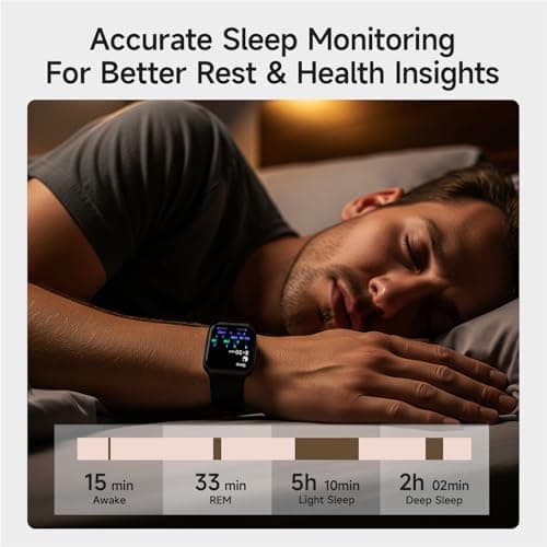 Smart Watch for Men Women, 1.85" AMOLED Ultra-Clear Screen Smartwatch Compatible iPhone/Samsung/Android, 100+ Sport Modes Fitness Tracker with Heart Rate/SpO2/Sleep Monitor 3ATM Waterproof, 2 Bands - Thumbnail 4