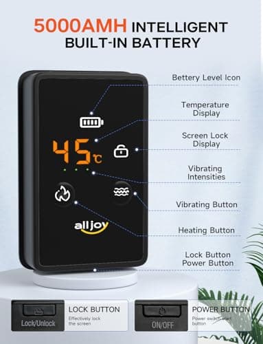 ALLJOY 67" Cordless Heating Pad for Back Pain Relief FSA Eligible HSA, Mothers Day Gifts for Women Mom Men Dad, Portable Lower Back Massager with 3 Heat 5 Vibration, Wireless Heating Pad for Cramps - Thumbnail 6