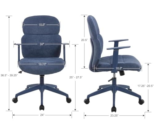 LuxErgo Fabric Home Office Desk Chairs Comfy Rolling Desk Chair with Armrest, Swivel Computer Chair with Wheels, Adjustable Backward Tilt Chairs for Children/Student/Kids, Misty Blue - Thumbnail 2