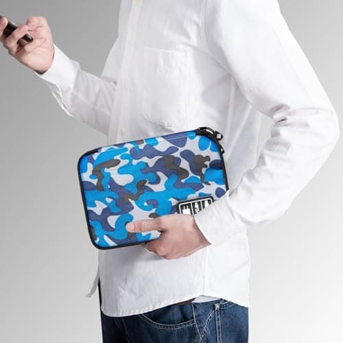 Lcsmaokin Electronics Travel Organizer,Portable Waterproof Electronic Travel Storage Bag for Small Charging Cord Storage,Charger,SD Card etc,for Travel,Business-Blue Camouflage - Thumbnail 6