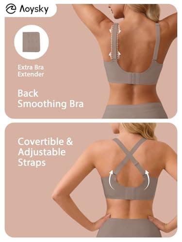 Aoysky Women Wireless Jelly Bras No Underwire Comfortable Bra Supportive Full Coverage Bras Tshirt Bralettes Seamless Bra - Thumbnail 4