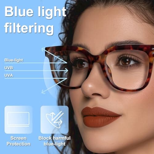 Nuanho Blue Light Glasses for Woman & Men - Fashion Oversized Blue Light Glasses for Better Sleep, Anti Fatigue & Eyestrain(A1 Light Black & Tortoiseshell & Transparent) - Thumbnail 4