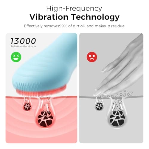 Face Scrubber Facial Cleansing Brush - Waterproof and Rechargeable Face Cleansing Brush with 4 LED Gentle Light, Cleansing, Exfoliating and Massaging, Electric Face Scrub Brush for Men & Women - Thumbnail 4