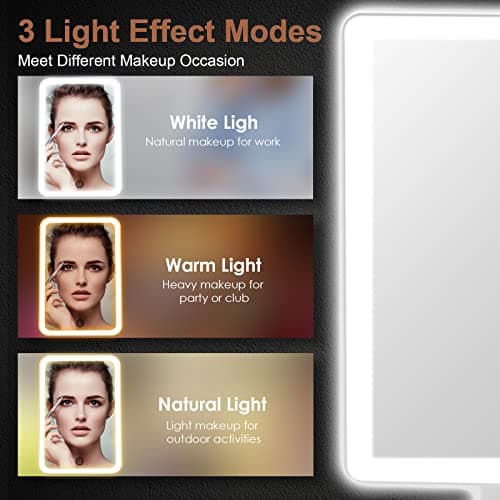 COSMIRROR Makeup Vanity Mirror with 3 Color Lighting, Lighted Makeup Mirror with 72 LED Lights and 10X Magnifying Mirror, Dual Power Supply, 180 Degree Rotation Cosmetic Tabletop Light up Mirrors - Thumbnail 2