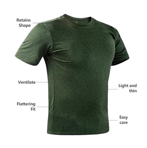 AJGAI 2&5 Pack Men's Sports T Shirts,Crew Neck Breathable Quick-Dry Short Sleeve, Lightweight Tee for Athletic Running - Thumbnail 2