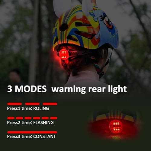 Unicorn Toddler and Kids Bike Helmet Adjustable and Multi-Sport for Child Boys and Girls.for Bicycle Skateboard Skating Scooter Helmet with Rear Light - Thumbnail 4