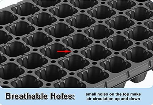 RooTrimmer 10 Pack 200 Cell Seed Starter Trays- Thick Durable Plastic Nursery Flats with Drainage Holes for Seedlings, Propagation, Seed Germination, Fits YB01 Shallow 1020 Trays 1.3" Height - Thumbnail 2