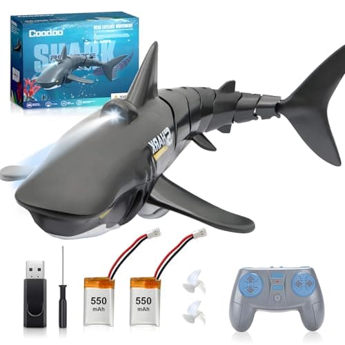 2.4G Remote Control Shark Toy 1:18 Scale High Simulation Shark for Swimming Pool Bathroom Great Gift RC Boat Toys for 6+ Year Old Boys and Girls (with 2 Batteries) - Image 1