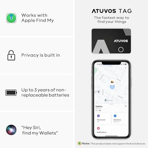 ATUVOS Wallet Tracker Card Ultra-Thin 1.6mm, Smart Air Tag Bluetooth Tracker Works with Apple Find My (iOS Only), Item Finder Tag for Luggage, Passports, 3-Year Battery Life, IP67 Waterproof, 1 Pack - Thumbnail 2