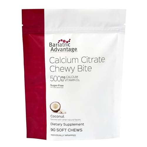 Bariatric Advantage Calcium Citrate Chewy Bites 500 mg - Highly Absorbable & Digestible - Vitamin D3 - Easily Chewable Calcium Supplement - Coconut Flavor - 90 Count - Image 1