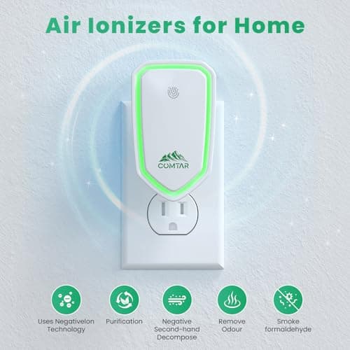 COMTAR Air Ionizers for Home (4 Pack), Negative Ion Filtration System, Quiet Air Freshener for Bedroom, Office, Kitchen, Portable Air Filter Odor, Smoke Dust, Pets, Eliminator, Mini Air Cleaner - Thumbnail 2