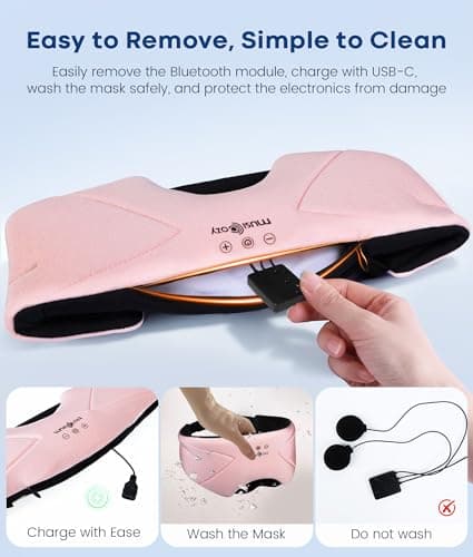MUSICOZY Bluetooth Sleep Mask Headphones 5.4, Wireless Over-Ear Headphones Washable Zipper Sleep Headphones Mask with HD Stereo Speakers for Side Sleepers Travel & Relaxation, Gifts for Men Women - Thumbnail 4