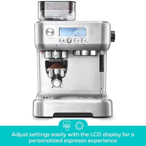 CASABREWS 5700Pro Espresso Machine with Grinder, Professional Coffee Maker with Milk Frother Steam Wand, Barista-Quality Cappuccino Latte Machine with LCD Display, Great for Coffee Enthusiasts - Thumbnail 4