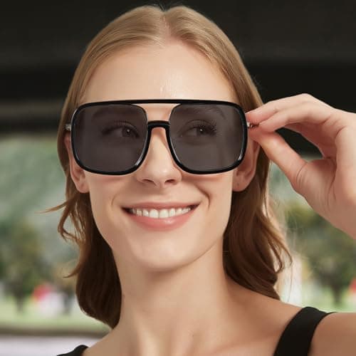 SODQW Oversized Aviator Sunglasses for Women Trendy Big Square Sun Glasses UV Protection 2025 Shades - Thumbnail 2