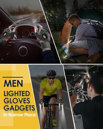 Fathers Day Dad Gifts for Husband, Led Flashlight Gloves Lighted Gloves with Lights, Mens Gifts for Men Him Papa Grandpa Who Wants Nothing, Cool Gadgets for Men Fishing Camping Handyman Repairs - Thumbnail 6